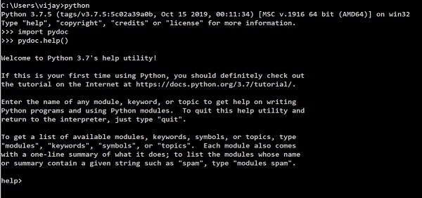 Tạo tài liệu bằng cách sử dụng mô-đun pydoc trong Python 