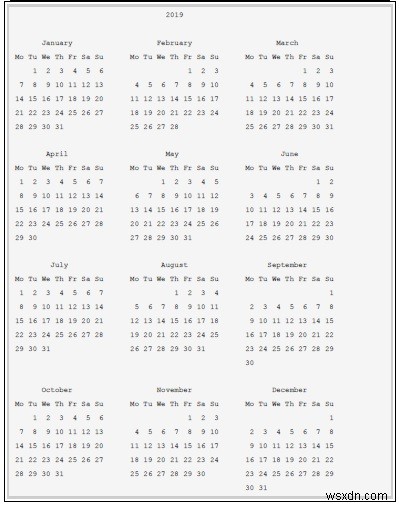 Các hàm lịch trong Python - (monthrange (), prcal (), weekday ()?) 