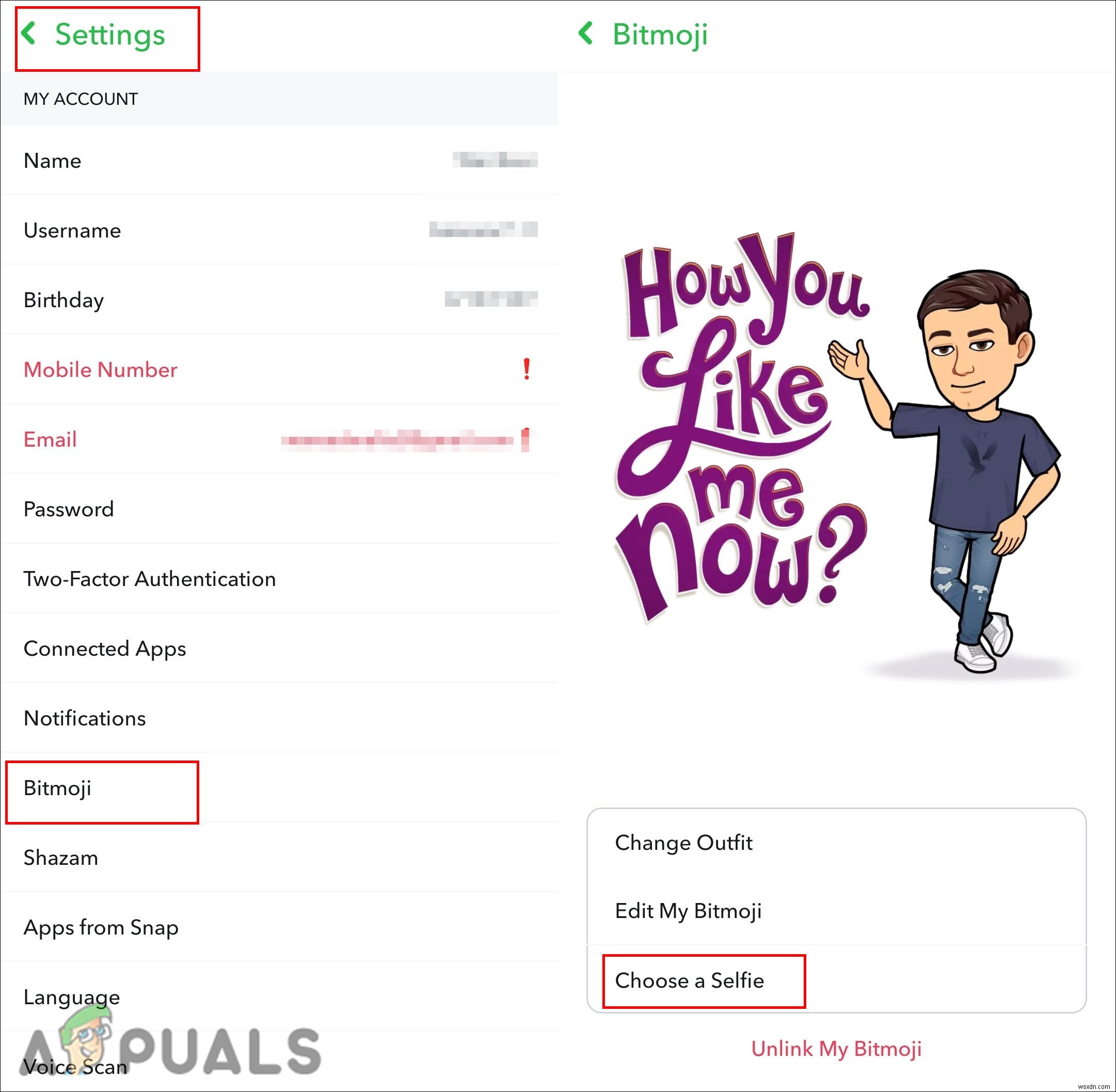 Làm cách nào để thay đổi biểu thức Bitmoji trên Snapchat? 