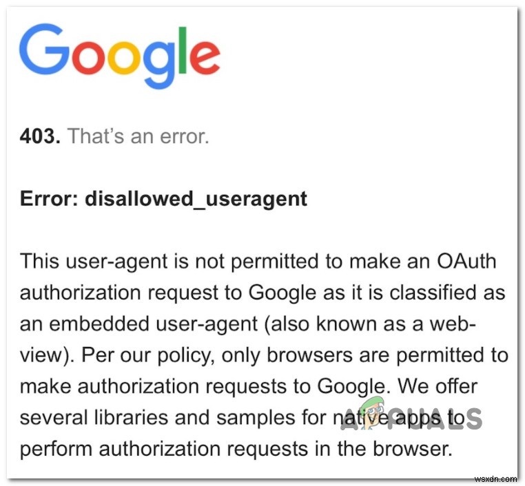 403 Google ‘Error:Disallowed_Useragent’ trên Android và iOS 