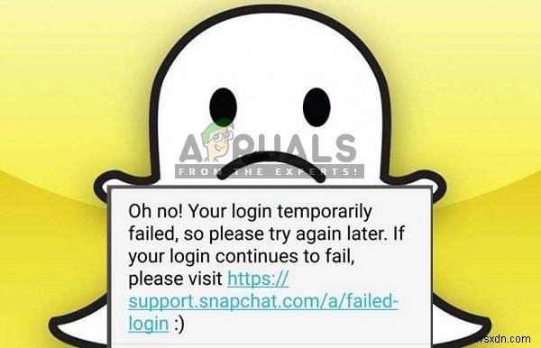 Khắc phục:Đăng nhập Snapchat Tạm thời không thành công 
