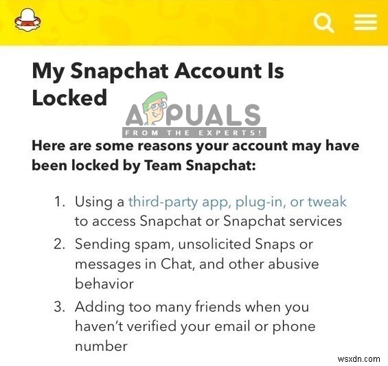 Khắc phục:Đăng nhập Snapchat Tạm thời không thành công 