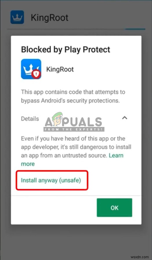 Khắc phục:Ứng dụng Android không được cài đặt 