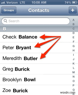 Cách sắp xếp danh bạ iPhone của bạn theo tên 