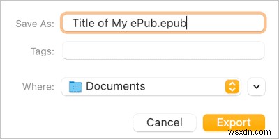 Cách lưu tài liệu được tạo trong trang dưới dạng ePub 