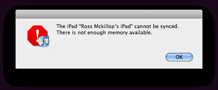 Cách khắc phục lỗi “Không đủ bộ nhớ khả dụng” khi đồng bộ hóa iPad 