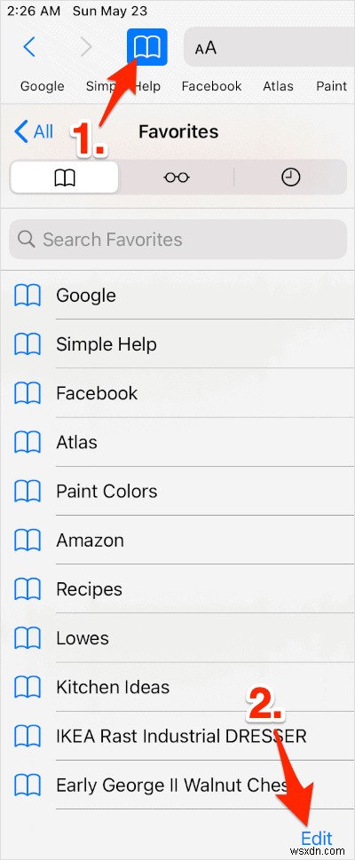 Cách bật Thanh dấu trang trong Safari cho iPad 