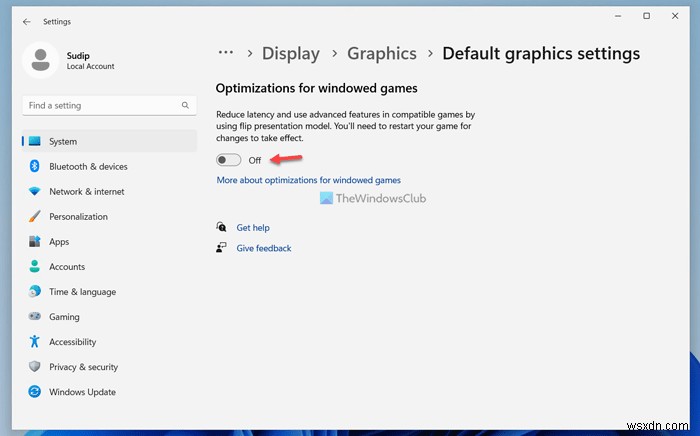 Cách bật tính năng Tối ưu hóa cho các trò chơi có cửa sổ trong Windows 11 