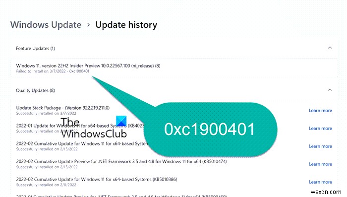 Sửa lỗi cập nhật Windows 0xc1900401 