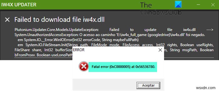 Khắc phục lỗi nghiêm trọng IW4x 0xC0000005 trên PC Windows 