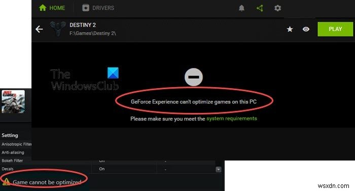 GeForce Experience không thể tối ưu hóa Trò chơi trên PC Windows 