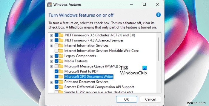 Khắc phục Microsoft XPS Document Writer không hoạt động 