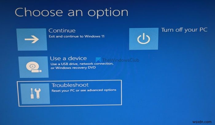 Đặt lại Windows 11 bằng Tùy chọn khởi động nâng cao khi PC không khởi động được 
