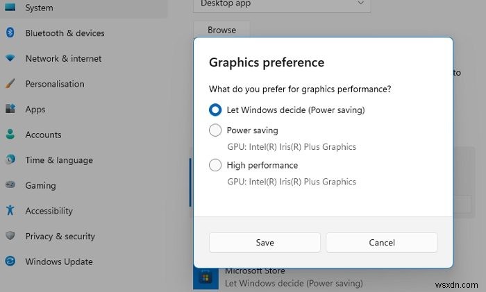 Trò chơi không sử dụng GPU trong Windows 11 