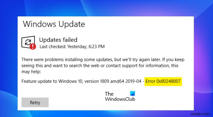Sửa lỗi cập nhật Windows 0x80248007 