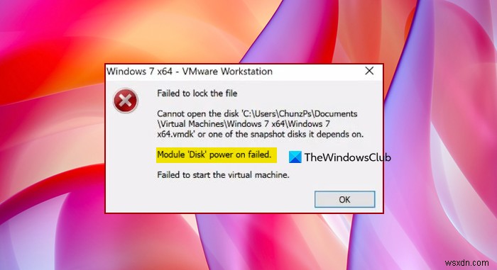 Không khóa được tệp, không thể bật nguồn Ổ đĩa mô-đun trên VMWare 