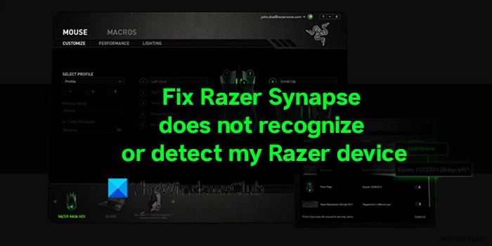 Razer Synapse không nhận dạng hoặc phát hiện thiết bị Razer của tôi 