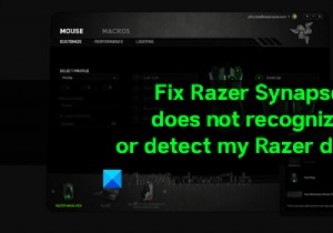 Razer Synapse không nhận dạng hoặc phát hiện thiết bị Razer của tôi 