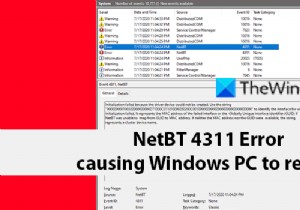 Sửa lỗi NetBT 4311 khiến PC Windows khởi động lại 