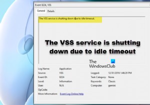 Dịch vụ VSS đang ngừng hoạt động do hết thời gian chờ 