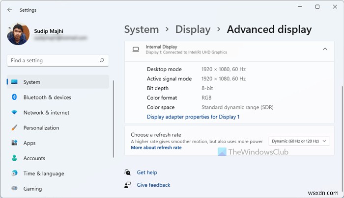 Tốc độ làm mới động của Windows 11 không hiển thị hoặc hoạt động 