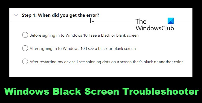Trình khắc phục sự cố màn hình đen sẽ sửa lỗi màn hình trống trên Windows 11/10 