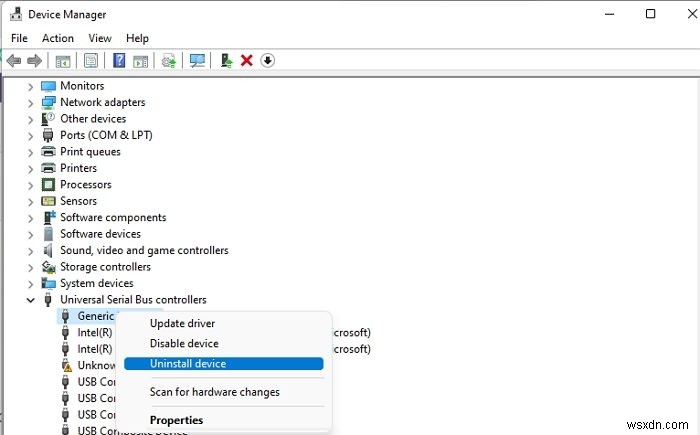 Mã 39, Windows không thể tải trình điều khiển thiết bị, sự cố USB 