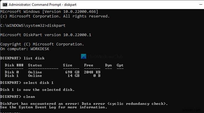 Lỗi DiskPart, Kiểm tra dự phòng theo chu kỳ lỗi dữ liệu 