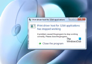 Máy chủ trình điều khiển in cho các ứng dụng 32 bit đã ngừng hoạt động 
