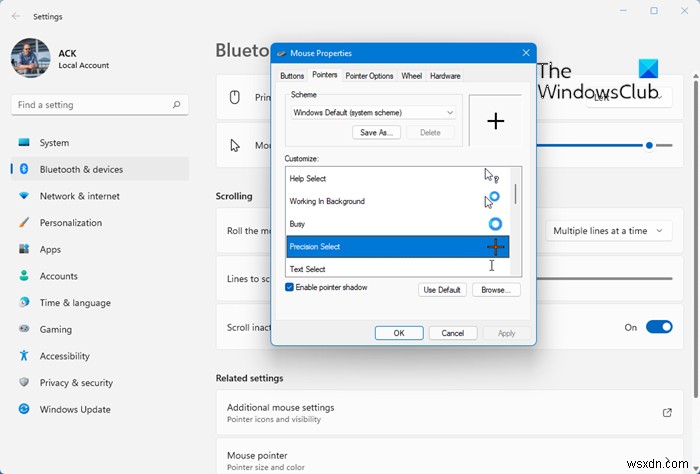 Cách lấy Con trỏ hoặc Con trỏ Crosshair cho Windows 11/10 