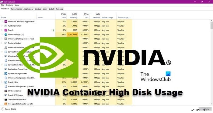 Sửa lỗi NVIDIA Container cao Đĩa, GPU, Sử dụng bộ nhớ trên Windows 11/10 