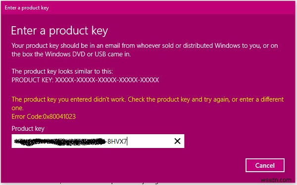Sửa mã lỗi kích hoạt Windows 0x80041023 
