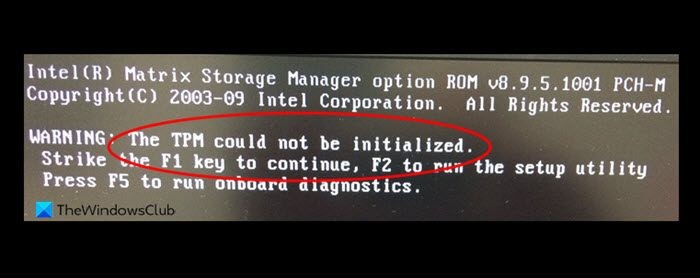 TPM không thể được khởi tạo sau khi cập nhật BIOS 