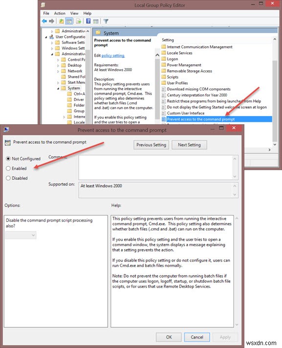 Bật hoặc tắt Command Prompt bằng Group Policy hoặc Registry trong Windows 11/10 