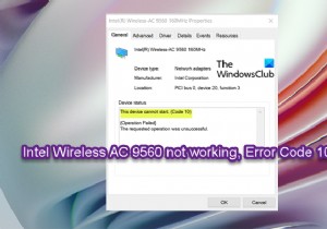 Intel Wireless AC 9560 không hoạt động, Mã lỗi 10 