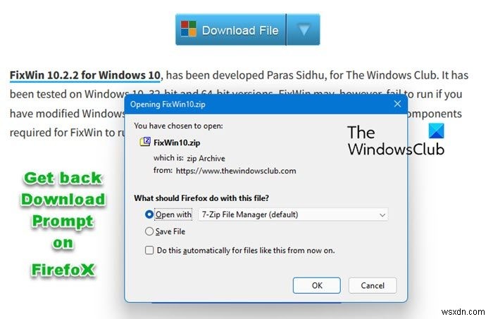 Cách bật Lời nhắc Tải xuống trên Firefox trong Windows 11/10 