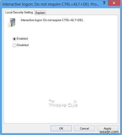 Cách bật hoặc tắt CTRL + ALT + DEL Đăng nhập an toàn trong Windows 11/10 