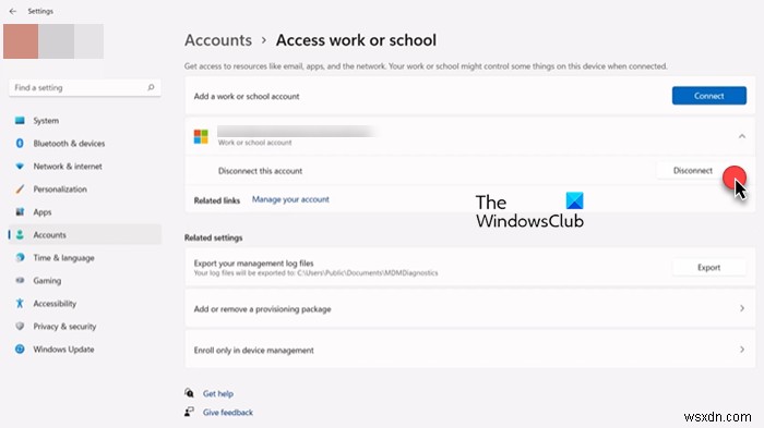 Cách xóa tài khoản Cơ quan hoặc Trường học trong Windows 11/10 