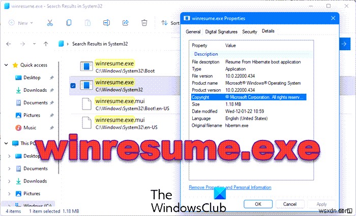 Winresume.exe là gì và nó nằm ở đâu? 