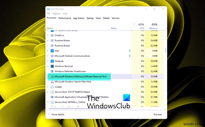 Sửa lỗi sử dụng đĩa và CPU cao MRT.exe trên Windows 11/10 