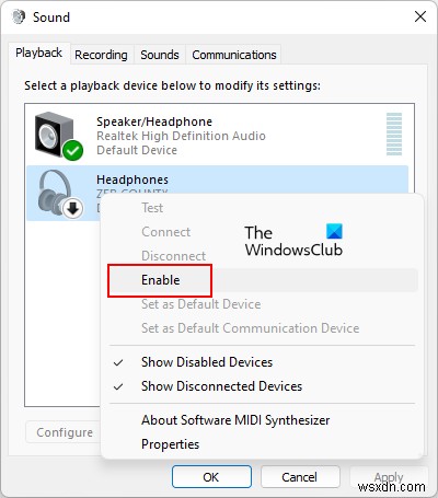 Thiết bị âm thanh bị tắt trong Windows 11/10 