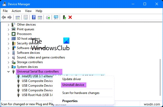 Sửa lỗi Chung USB Hub bị thiếu hoặc không hiển thị trong Windows 11/10 