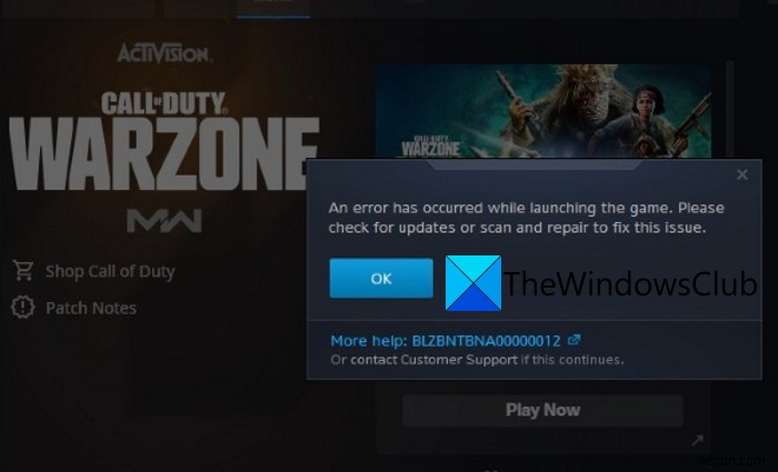 Đã xảy ra lỗi BLZBNTBNA00000012 khi khởi chạy Call of Duty Warzone Pacific 