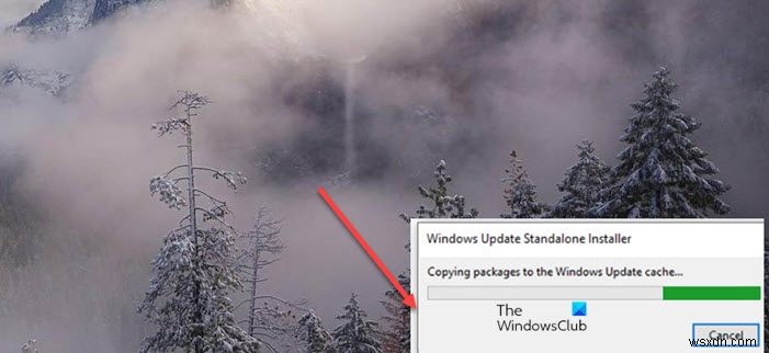 Windows Update bị kẹt khi sao chép các gói vào bộ nhớ cache của Windows Update 