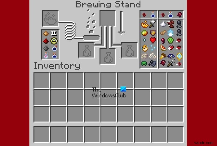 Công thức và biểu đồ của Minecraft Brewing Stand 