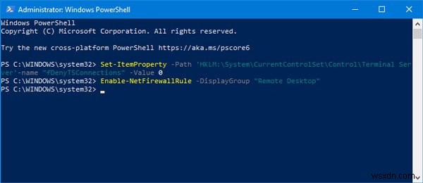 Bật Máy tính Từ xa bằng Command Prompt hoặc PowerShell 