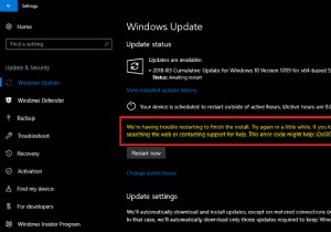 Lỗi Windows Update 0x80070032, Chúng tôi gặp sự cố khi khởi động lại để hoàn tất quá trình cài đặt 