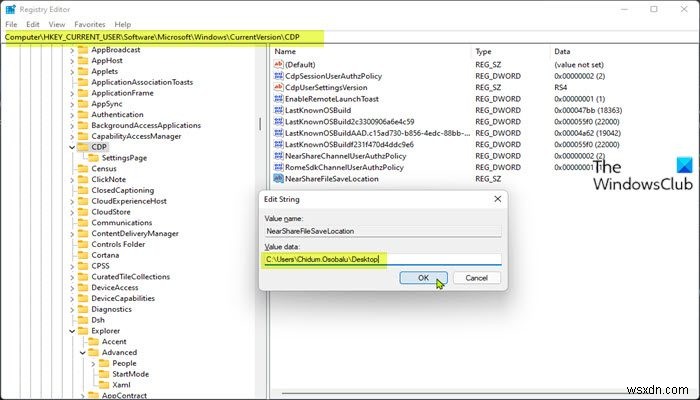 Cách thay đổi Vị trí Lưu mặc định cho Chia sẻ Lân cận trong Windows 11/10 