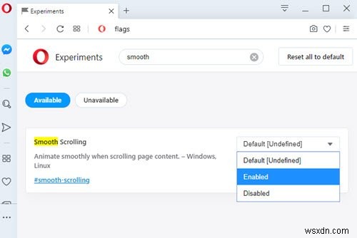 Bật hoặc tắt tính năng Cuộn mượt trong Windows, Chrome, Edge, Firefox hoặc Opera 