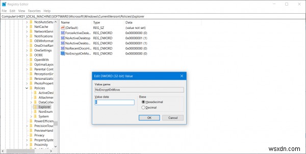Không tự động mã hóa các tệp được chuyển đến các thư mục được mã hóa trong Windows 11/10 